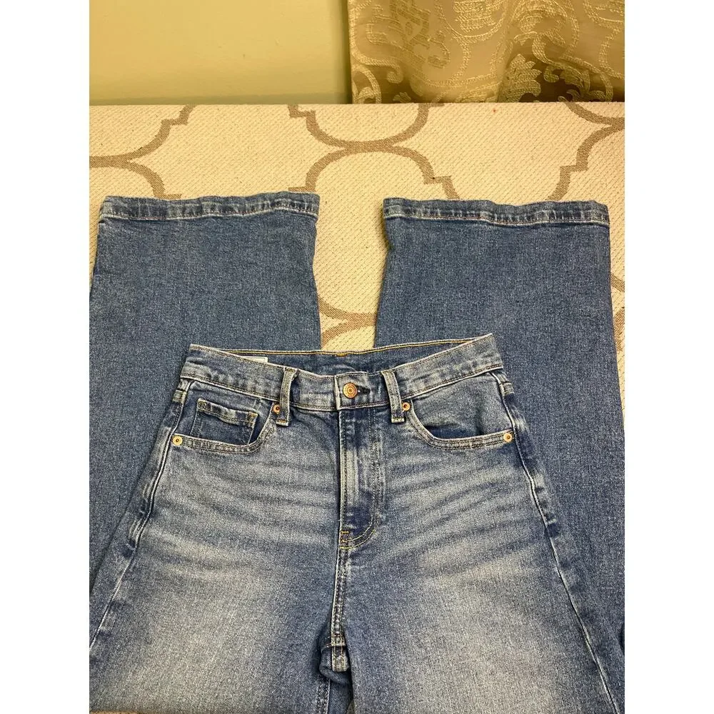 Gap High Rise Stride Ankle medium indigo wide leg jeans, size 25/ 0 - Picture 2 of 12